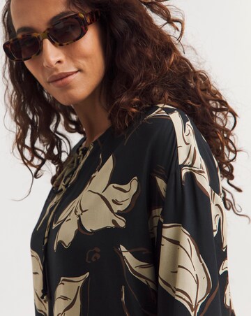 Tie Neck Long Sleeve Tunic Dress