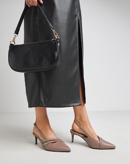 Montana Buckle Detail Kitten Heel Slingbacks - Wide Fit (E)