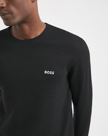 BOSS Long Sleeve Black Waffle Lounge T-Shirt