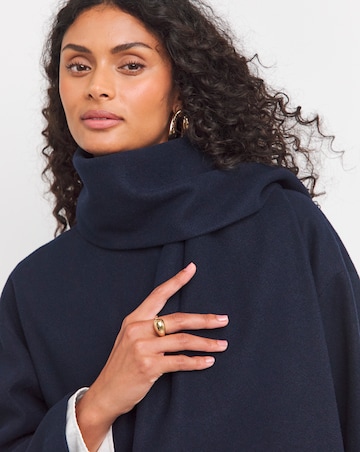 Navy Longline Scarf Coat