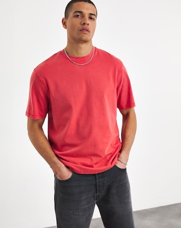 Garment Dyed Relaxed Fit T-Shirt- Red