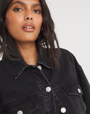 Washed Black Oversized Trucker Denim Jacket