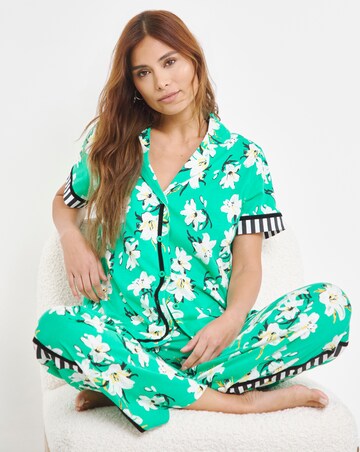 Joe Browns Lily Print Pyjama Set Green Print