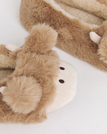 Helly Highland Cow Ballerina Slippers - Wide Fit (E)