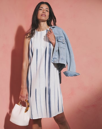 Linen Mix Sleeveless Shift Dress