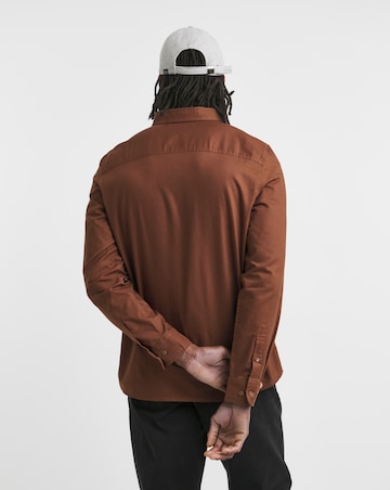 Long Sleeve Brown Oxford Shirt Regular
