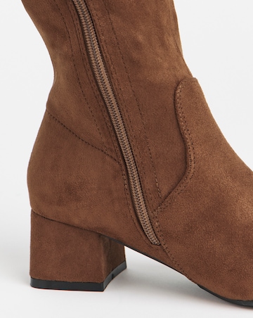Claudia Block Heel Knee Boots - Extra Wide Fit (EEE) Super Curvy/Curvy Plus Calf