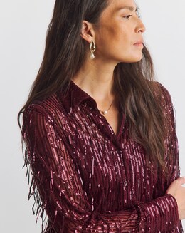 Joanna Hope Sequin Tassle Shirt