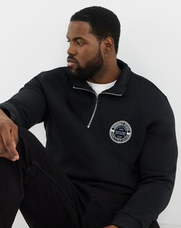 Jack &amp; Jones York 1/4 Zip Sweatshirt - Black