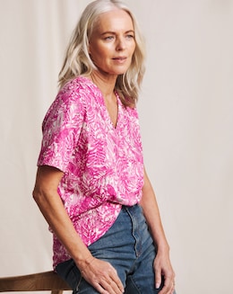 Julipa Pure Cotton V-Neck Contrast Stitch Top