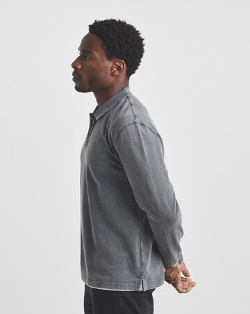 Union Garment Dyed Long Sleeve Polo-Grey