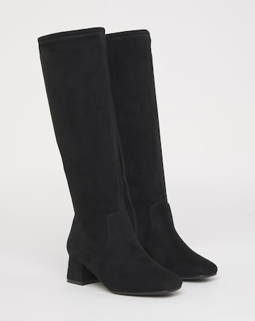 Claudia Low Block Heel Knee High Boots - Wide Fit (E) & Standard/Curvy Calf