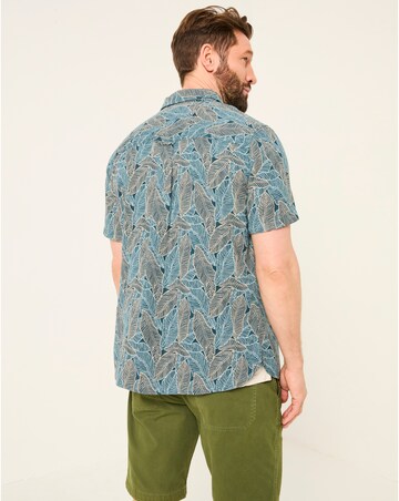 FatFace Leaf Print Linen Blend Shirt - Blue