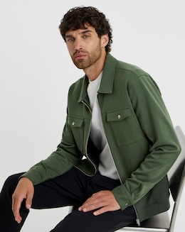 Folio Interlock Zip Shacket - Khaki