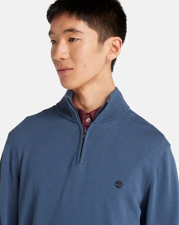Timberland Williams River Cotton 1/4 Zip Jumper - Blue
