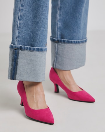 Heavenly Soles Kirsten Pointed Toe Kitten Heel Shoes - Wide Fit (E)