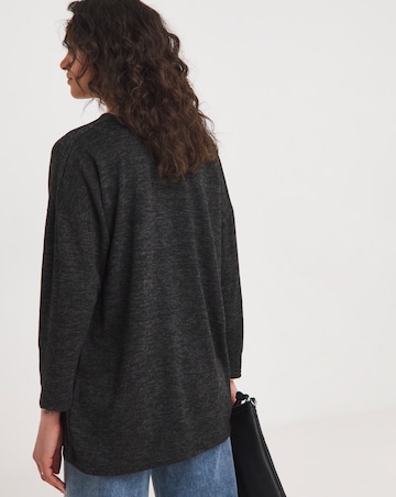 Black V Neck Soft Touch Longline Top