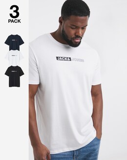 Jack &amp; Jones Corp Logo T-Shirt 3 Pack - Multi