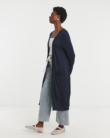 Navy Longline Jersey Pocket Cardigan