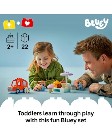 LEGO DUPLO Bluey Ice Cream Trip with Bluey Toddler Toy, Vehicle Playset 10458