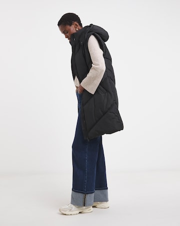 Black Longline Padded Gilet