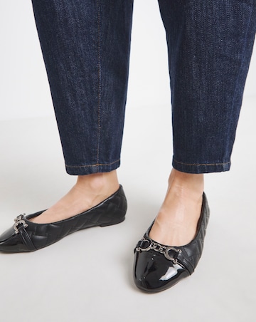 Ari Quilted Ballerinas With Trim - Extra Wide Fit (EEE)
