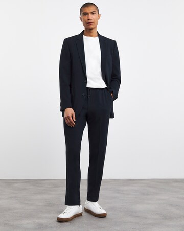 Navy Textured Smart Jogger Waistband Trouser