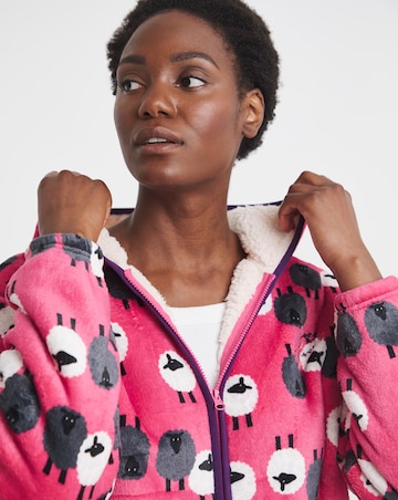 Joe Browns Sheep Print Zip Up Lounge Cardigan
