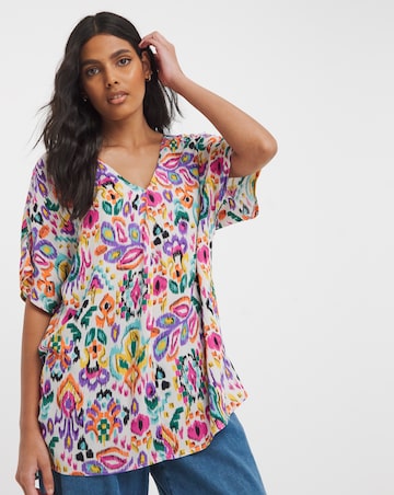 Printed Crinkle Tunic Top