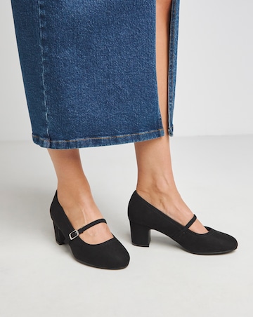 Lorraine Low Block Heel Mary Janes - Wide Fit (E)