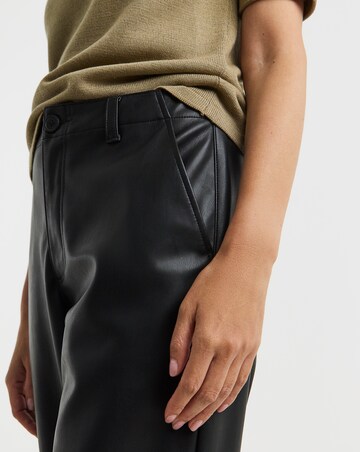 Black PU Button Barrel Leg Trouser