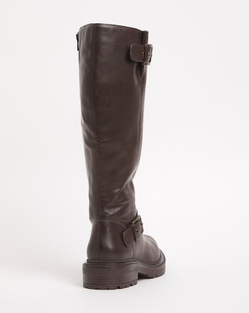 Eden Buckle Detail Knee High Boots Wide E Fit Super Curvy Calf
