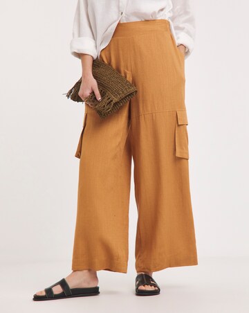 Tobacco Linen Wide Leg Utility Trousers