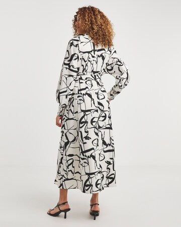 Joanna Hope Ivory Print Tie Waist Shirt Dress