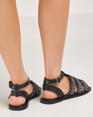 Pearla Embellished Flat Gladiator Sandals Extra Wide EEE Fit