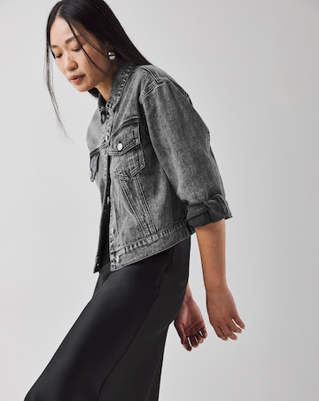 Washed Black Cropped Denim Jacket