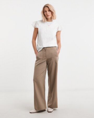 Pure Cotton White Crew Neck Chiffon Sleeve Top