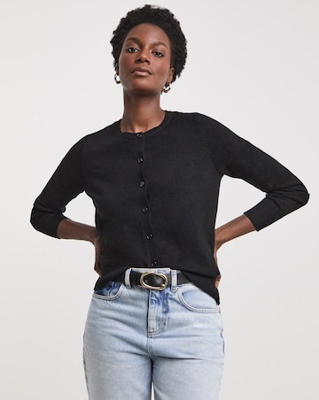 Black Crew Neck Cardigan