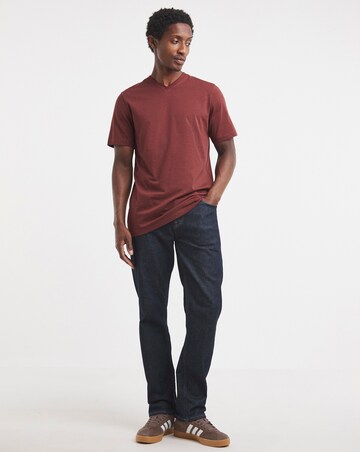 Pure Cotton V Neck T-Shirt Long Length-Port
