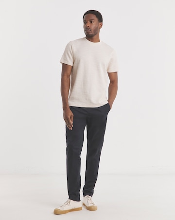 Textured Crew Neck T-Shirt- Ecru