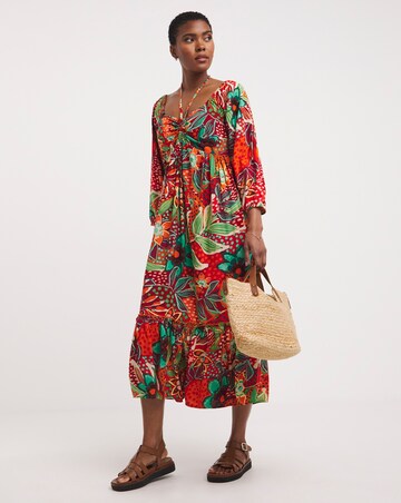 Viscose Smock Sundress With Neck Ties
