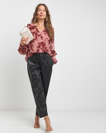Womens Sheer Ruffle Detail Long Sleeve Blouse - Floral