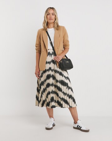 Mono Print Satin Pull On Pleated Midaxi Skirt