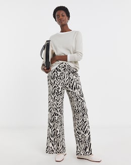 Printed Wide Leg Jersey Trouser
