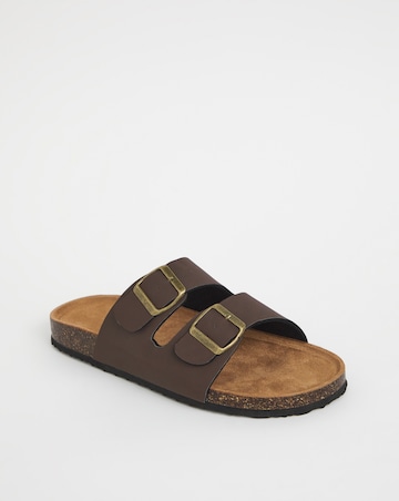 Brown Buckle Strap Sandals Wide Fit