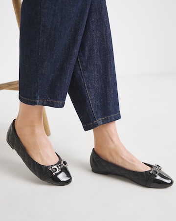 Ari Quilted Ballerinas With Trim - Extra Wide Fit (EEE)