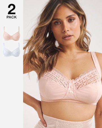 Pretty Secrets Jane 2 Pack Non Wired Bras C-F - Blush/White