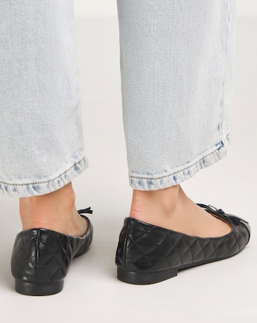 Paris Quilted Toe Cap Ballerina - Wide Fit (E)