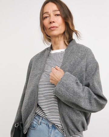 Grey Wool Like Bomber Jacket