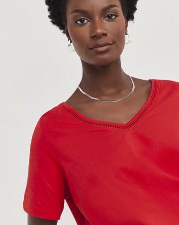 Red Short Sleeve Bubble Hem Top